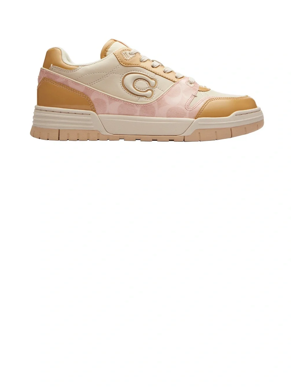 Coach Women's Low-Top Sneaker — Cream, Tan & Pink
